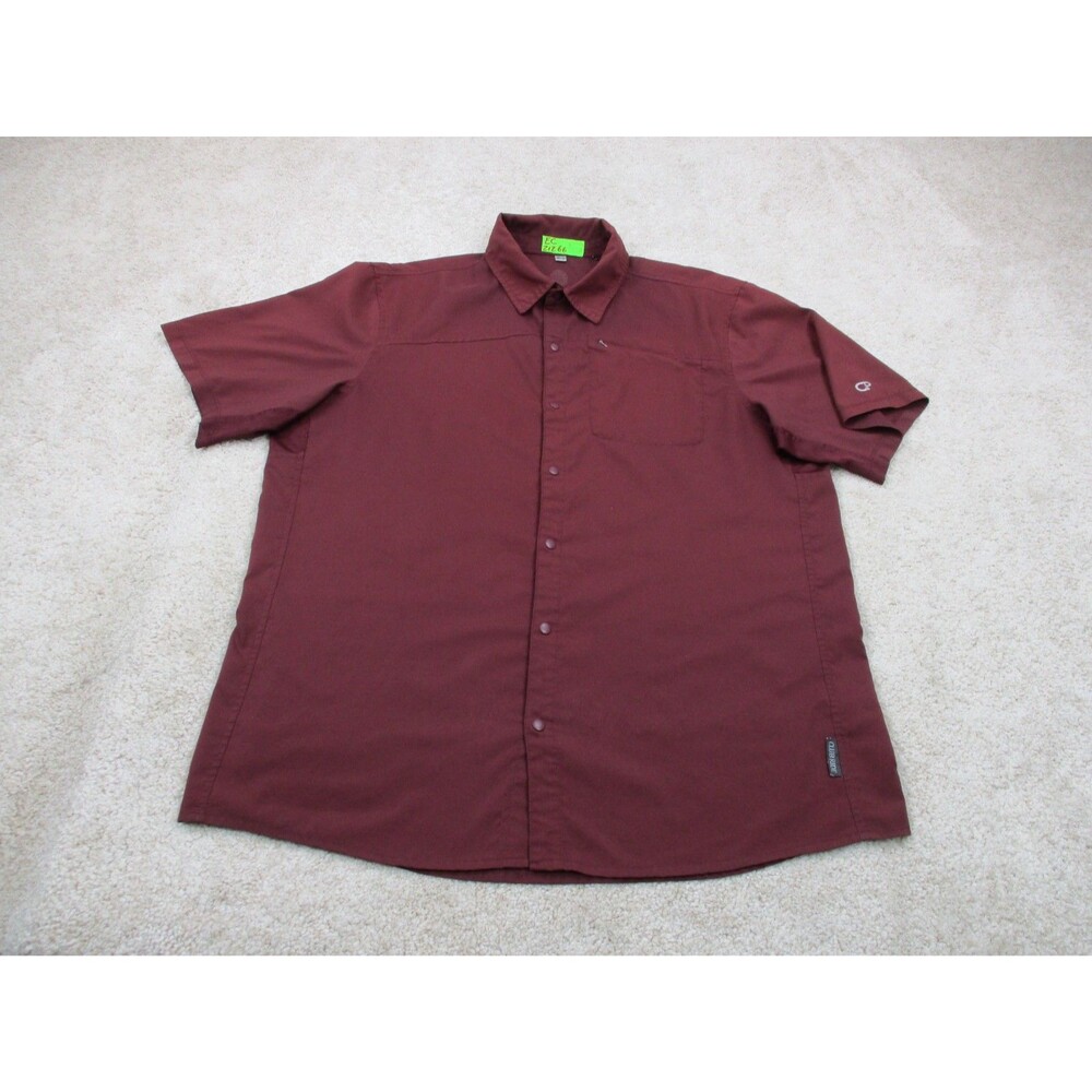 Club Ride Shirt Mens Large L Maroon Red Snap Up Performance Cycling Short Sleeve